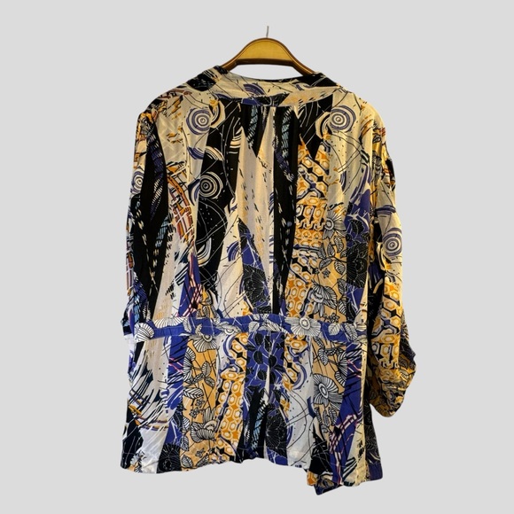 Orientique Women’s Abstract Open Front Cardigan Lightweight Layering Size XL - Picture 8 of 11